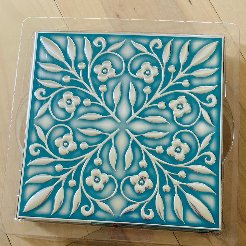 NIB 10-Pack Peel & Stick Tiles 8×8 Turquoise/Silver Backsplash Furniture Art - Picture 5 of 14